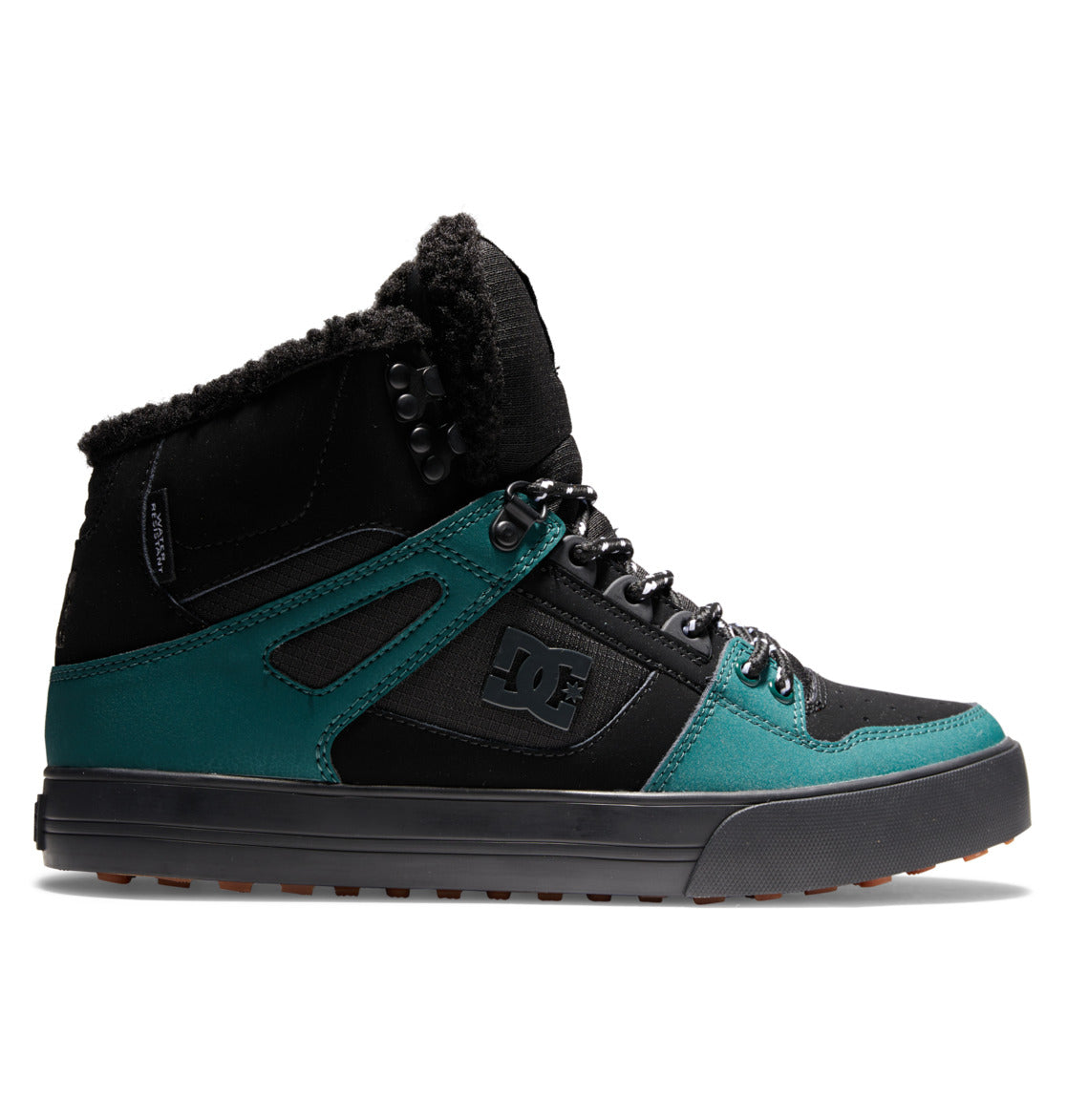 DC SHOES PURE HIGH TOP WC WNT BLACK BLACK GREEN WINTER TRAINERS (UK 8 EUR 42)