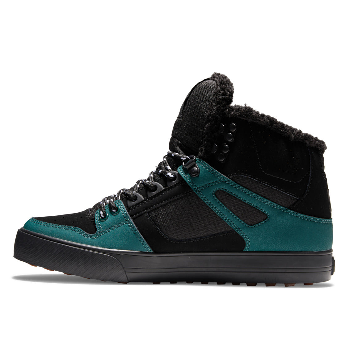 DC SHOES PURE HIGH TOP WC WNT BLACK BLACK GREEN WINTER TRAINERS (UK 8 EUR 42)