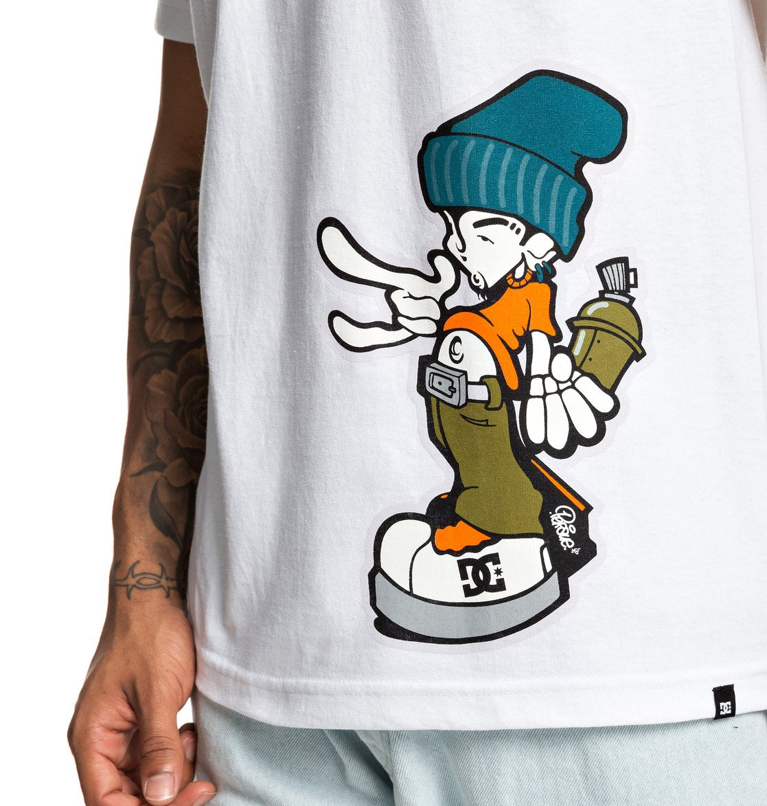 DC Shoes B Boys White T Shirt GRAFFITI DAVE PERSUE
