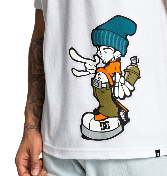 DC SHOES B-BOYS GRAFFITI DAVE PERSUE WHITE T-SHIRT