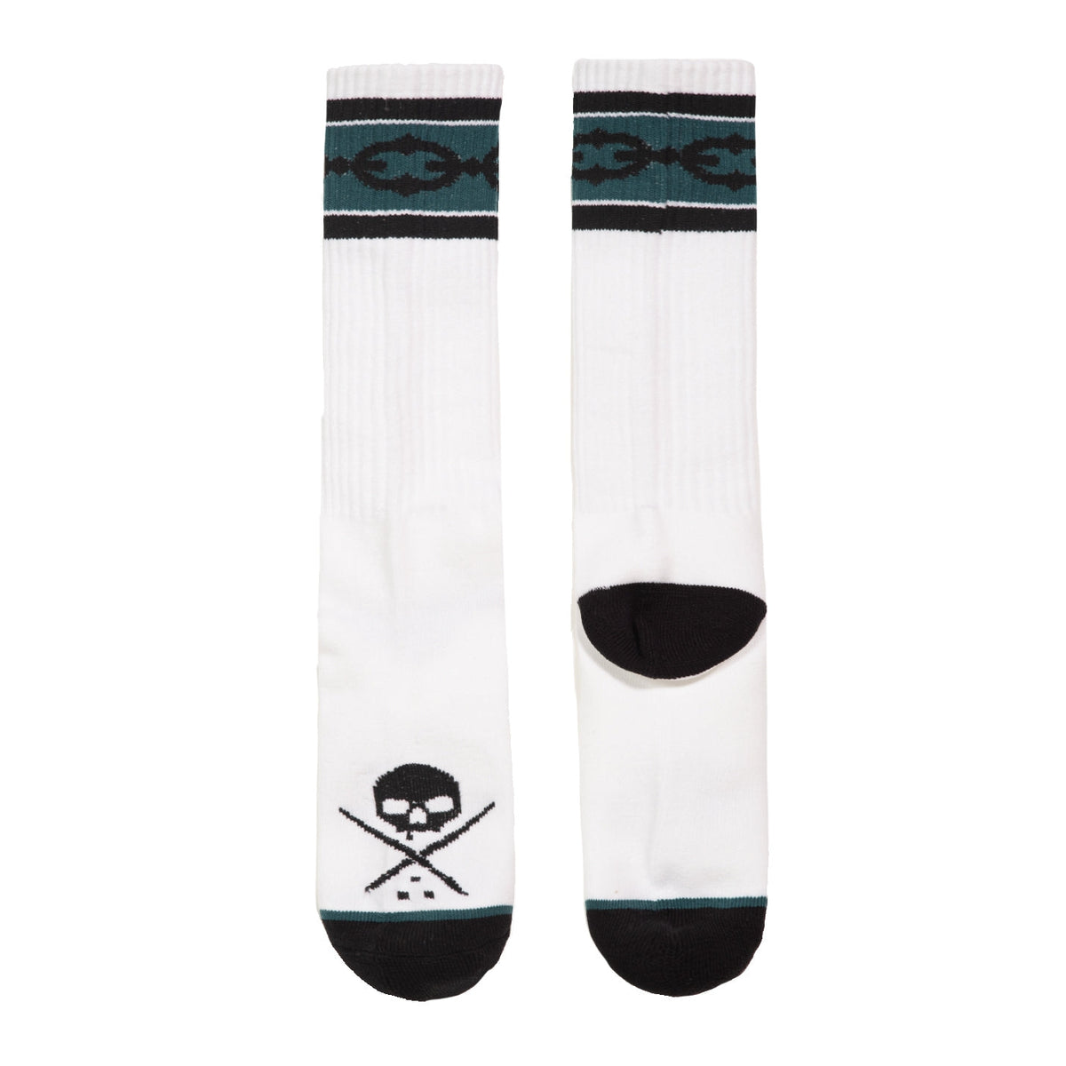 SULLEN CLOTHING CHAIN KNIT WHITE & TEAL SOCKS