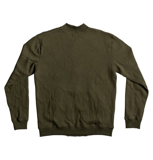 DC SHOES LELAND QUILTED JERSEY DARK OLIVE GREEN BOMBER JACKET