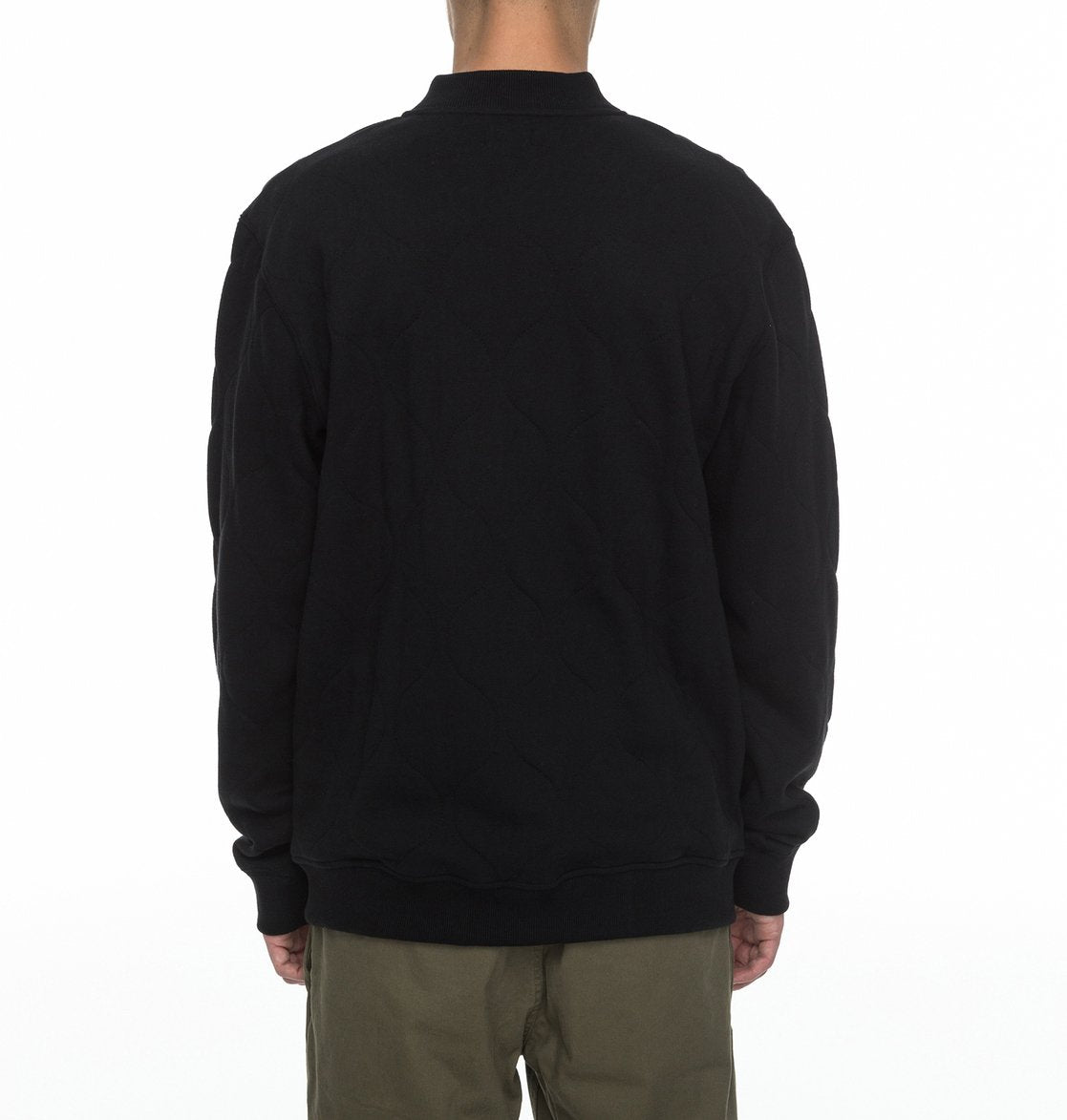 DC SHOES LELAND QUILTED BLACK JERSEY BOMBER JACKET