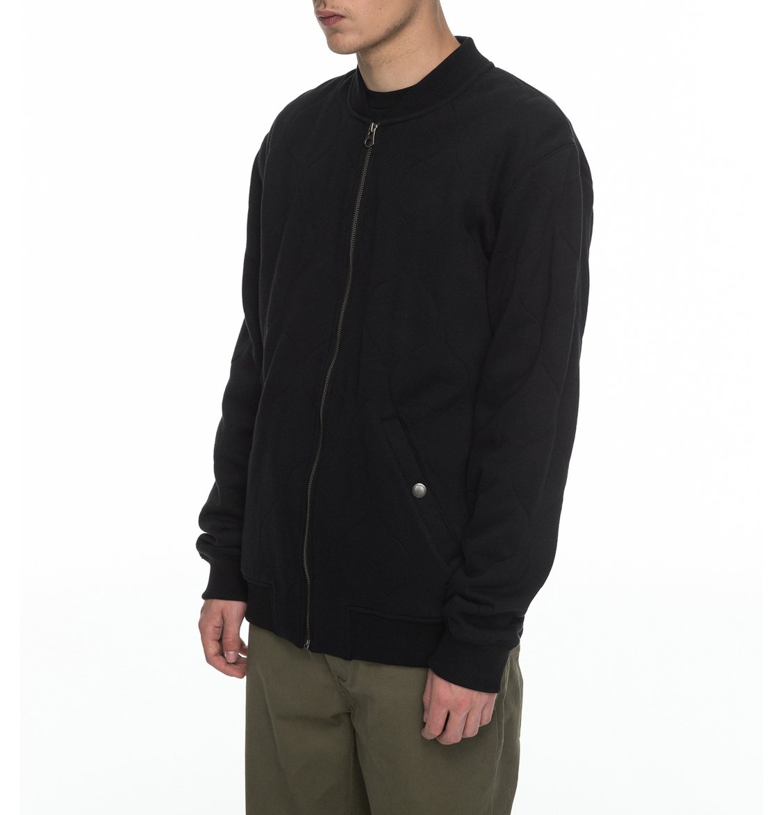 DC SHOES LELAND QUILTED BLACK JERSEY BOMBER JACKET