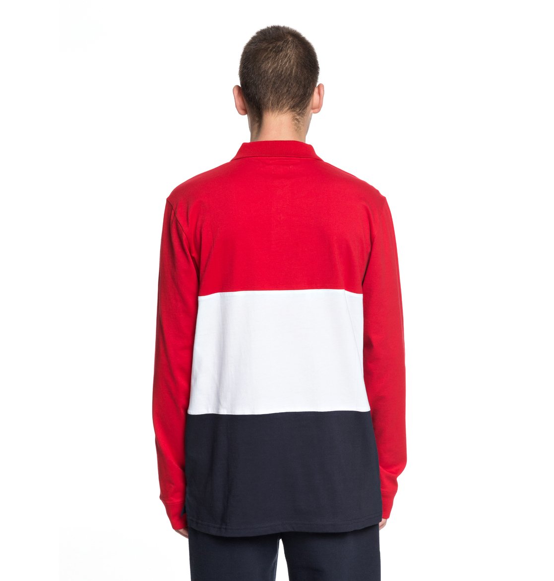DC SHOES STEWARDSON RED WHITE NAVY LONG SLEEVE POLO SHIRT