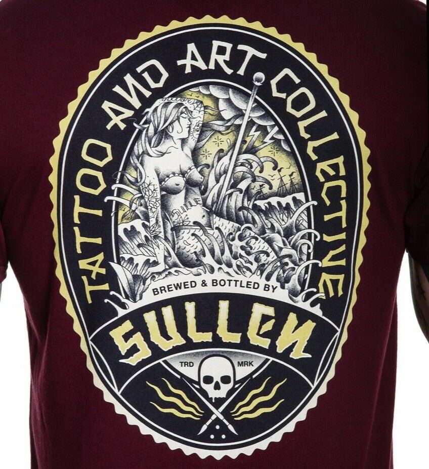 SULLEN CLOTHING BOTTOMS UP BURGUNDY PREMIUM T-SHIRT (M)