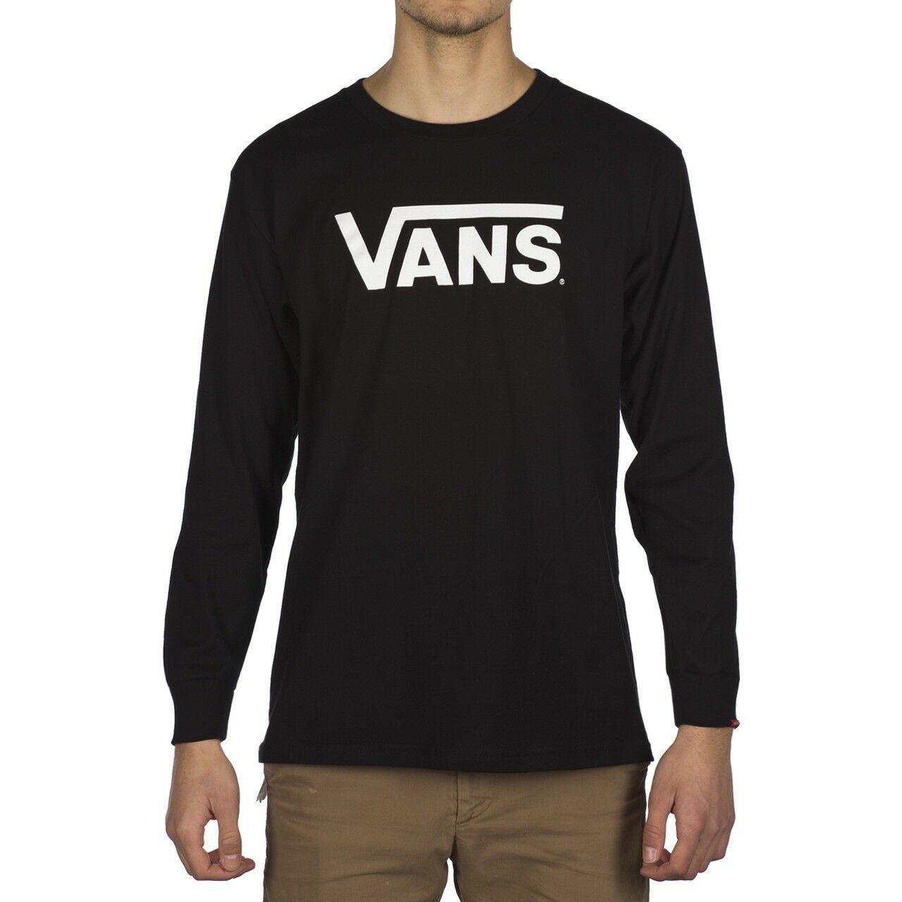 Vans Classic Logo Long Sleeve Black & White T Shirt