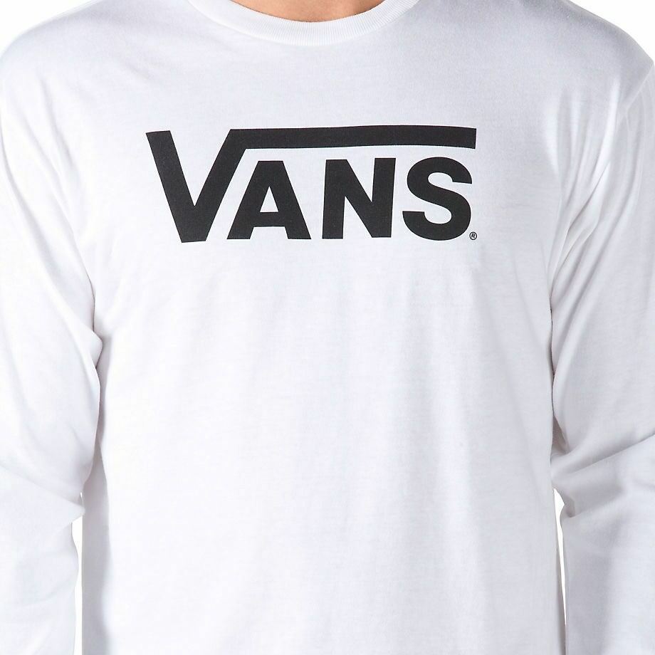 Vans Classic Logo Long Sleeve White & Black T Shirt