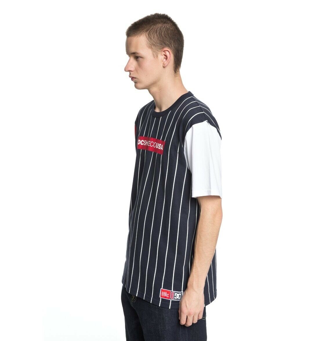 DC SHOES FENTON DARK INDIGO RED & WHITE T-SHIRT