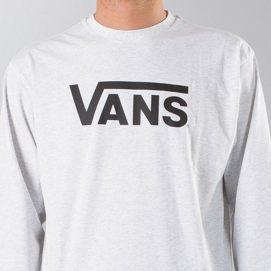 Vans Classic Logo Long Sleeve Ash Heather Grey & Black T Shirt