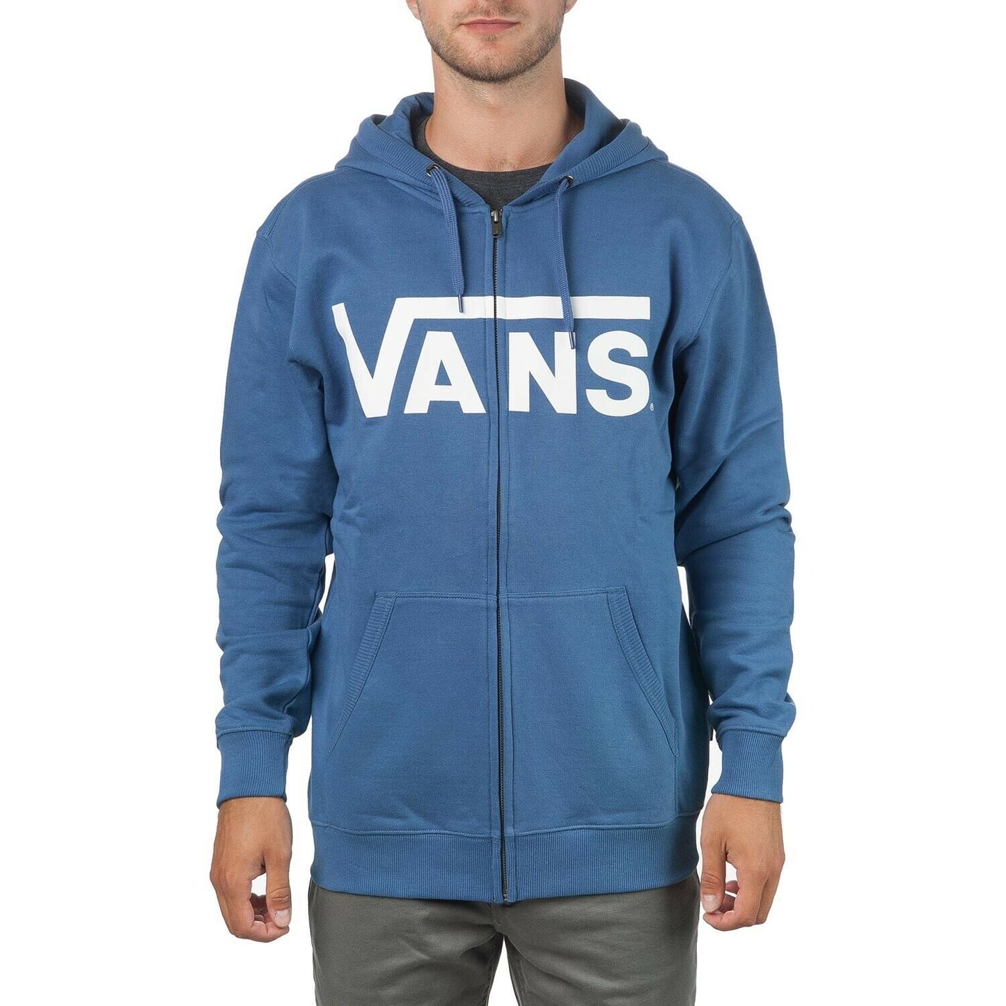 Vans Classic Logo Blue Ashes Bright White Zipper Hoodie