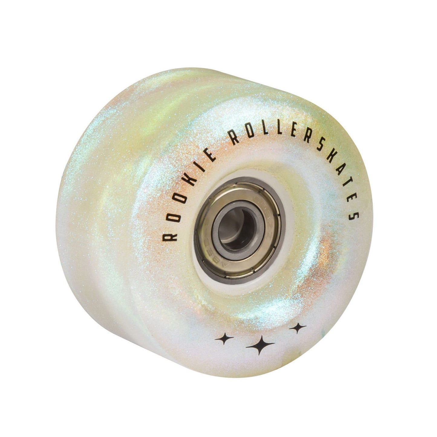 ROOKIE ROLLAR SKATES QUAD LED FLASH WHEELS (4 PACK) - WHITE GLITTER