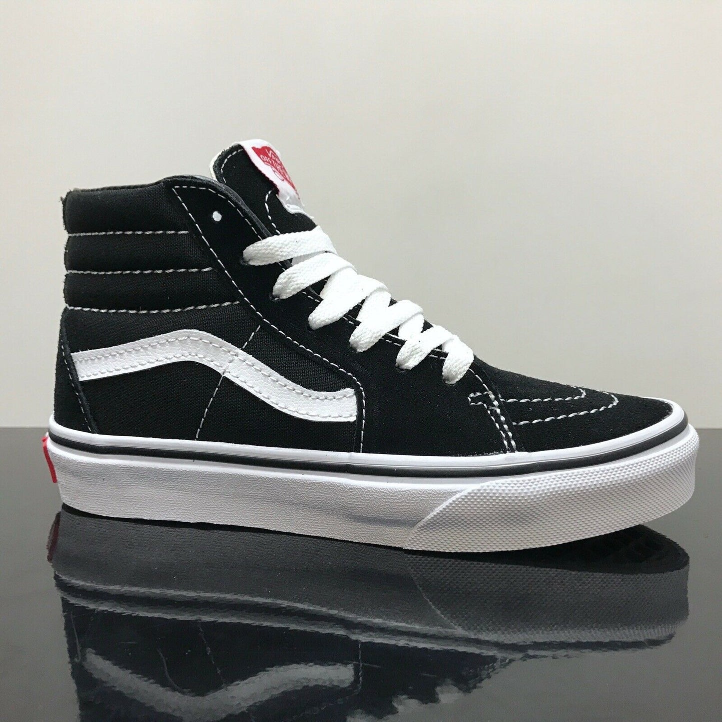 Vans YOUTHS Sk8 Hi Black and White Hi Top Trainers