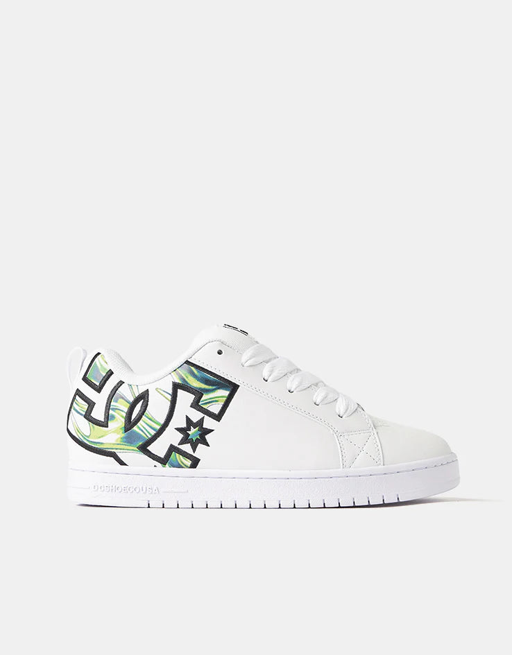 DC SHOES COURT GRAFFIK LIQUID FUEGO WHITE TRAINERS