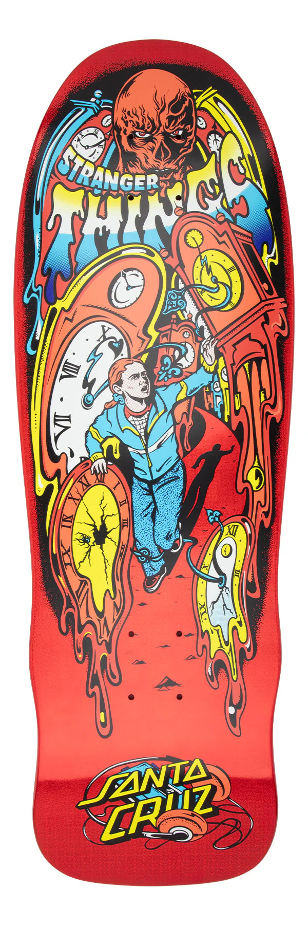 SANTA CRUZ DECK STRANGER THINGS MELTING CLOCK RED 9.7