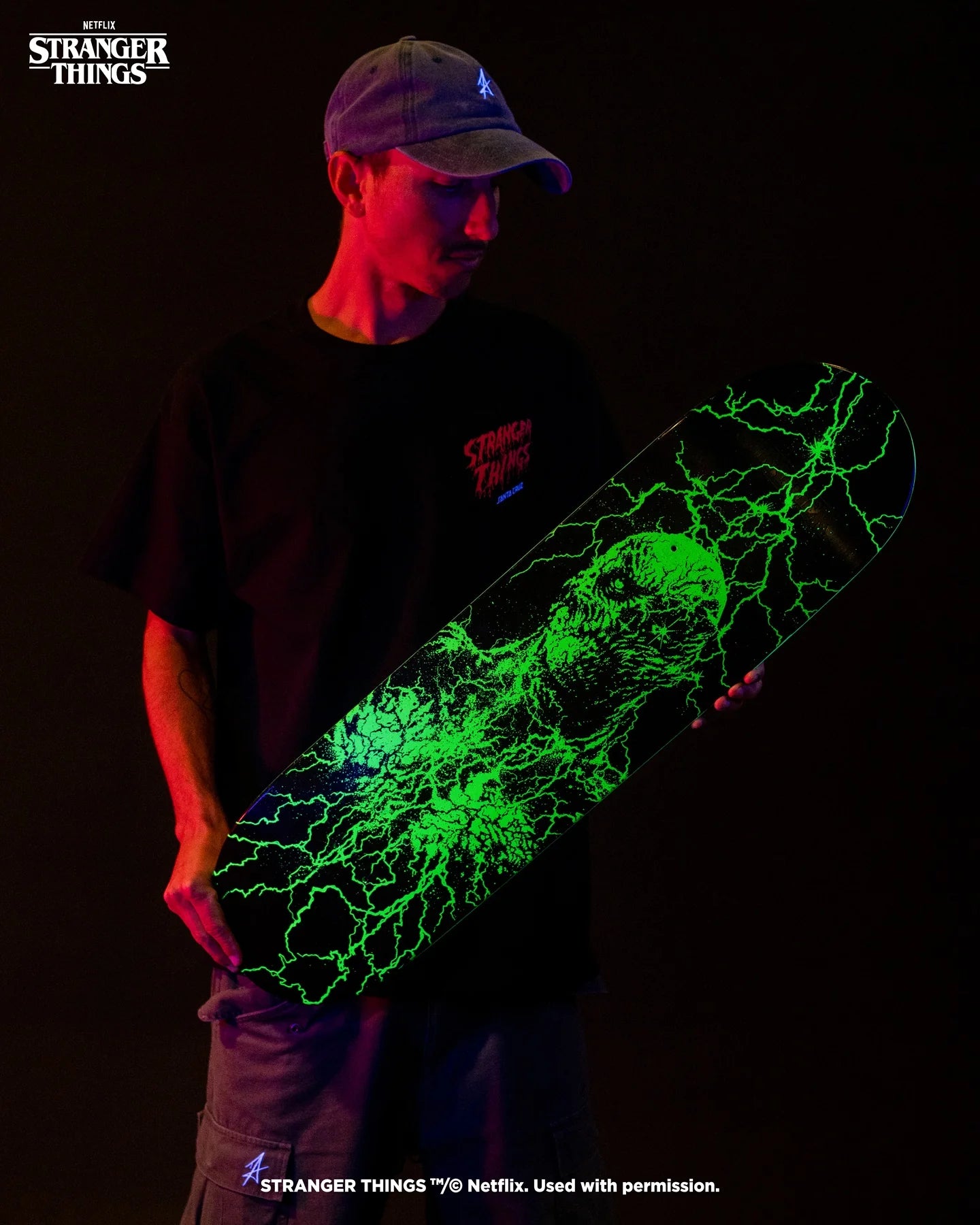 SANTA CRUZ DECK STRANGER THINGS VECNA BLACK GREEN 8.5