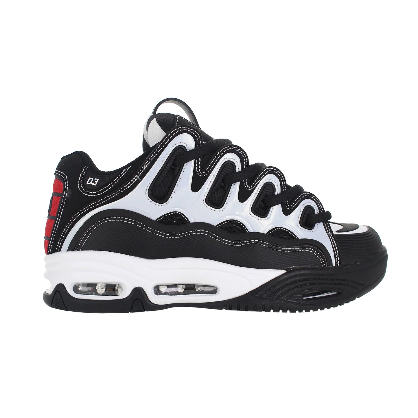 OSIRIS SHOES D3 2001 BLACK WHITE RED TRAINERS