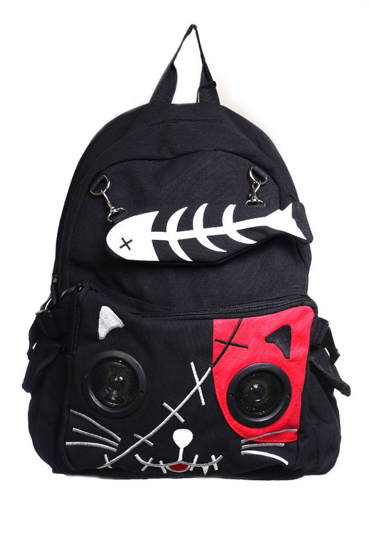 BANNED KITTY SPEAKER BACKPACK BLACK/RED BBN728