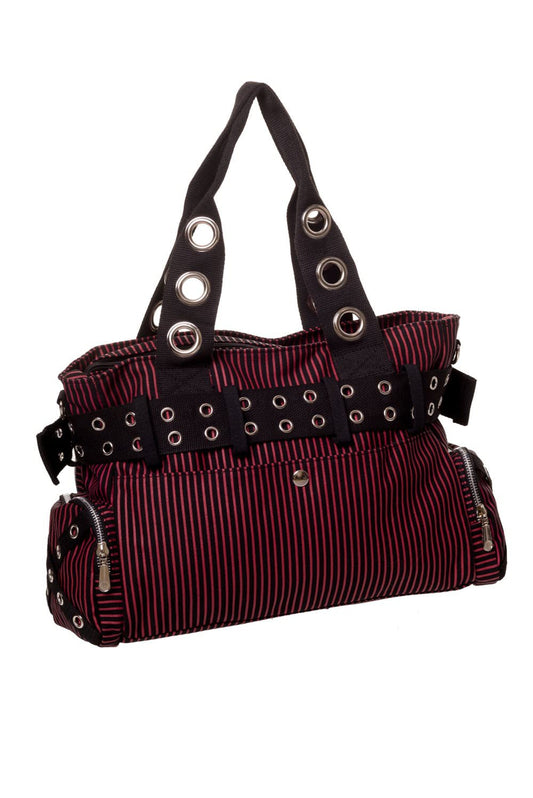 BANNED HANDCUFF HANDBAG BBN754 RED PINSTRIPE