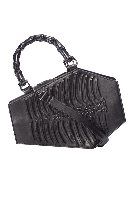 BANNED BLACK AMARANTH EMBOSS COFFIN BAG (BG34033)