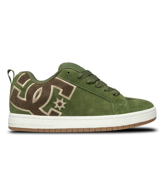 DC SHOES COURT GRAFFIK OLIVE BROWN  OFFWHITE TRAINERS