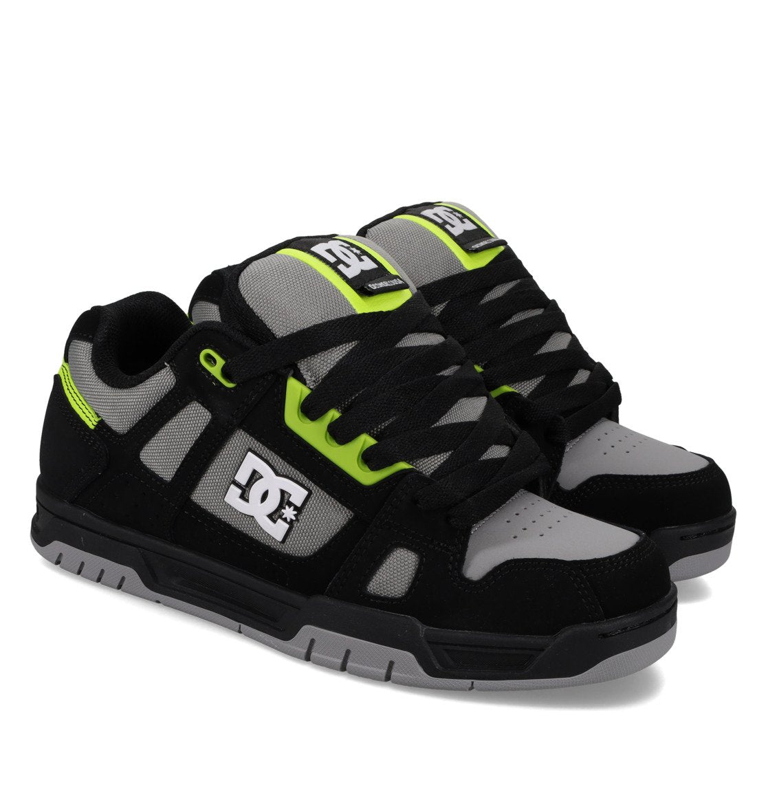 DC SHOES STAG BLACK GREY LIME TRAINERS