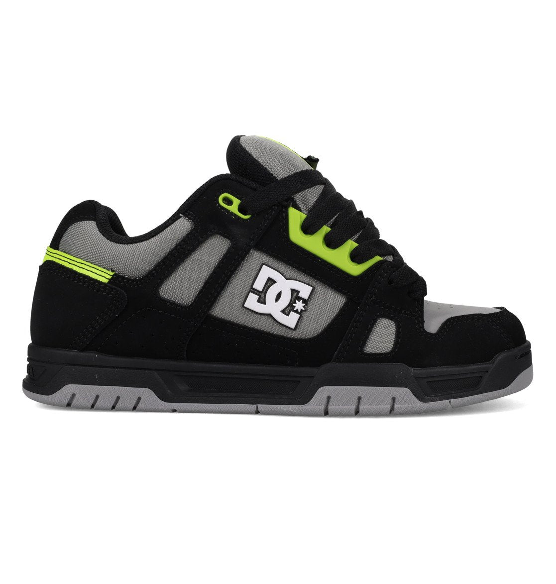 DC SHOES STAG BLACK GREY LIME TRAINERS