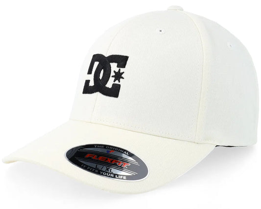 DC SHOES CAP STAR 2 WHITE BLACK FLEXFIT CAP HAT