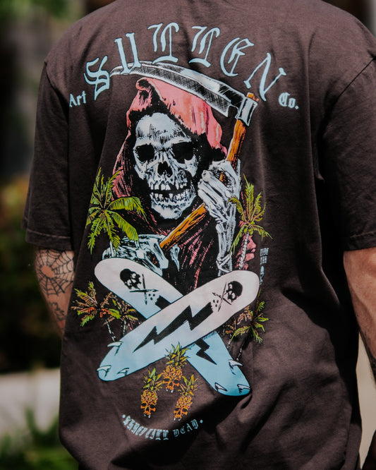 SULLEN CLOTHING SURF OR DIE REAPER VINTAGE BLACK PREMIUM T-SHIRT