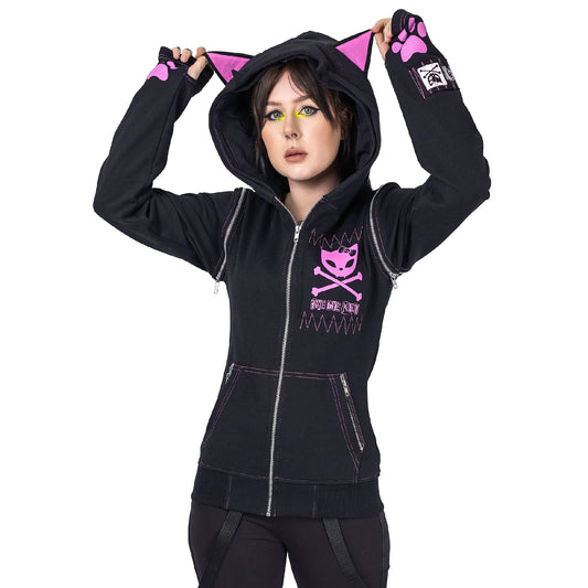 POIZEN BYE BYE  KITTY HOODIE BLACK PINK