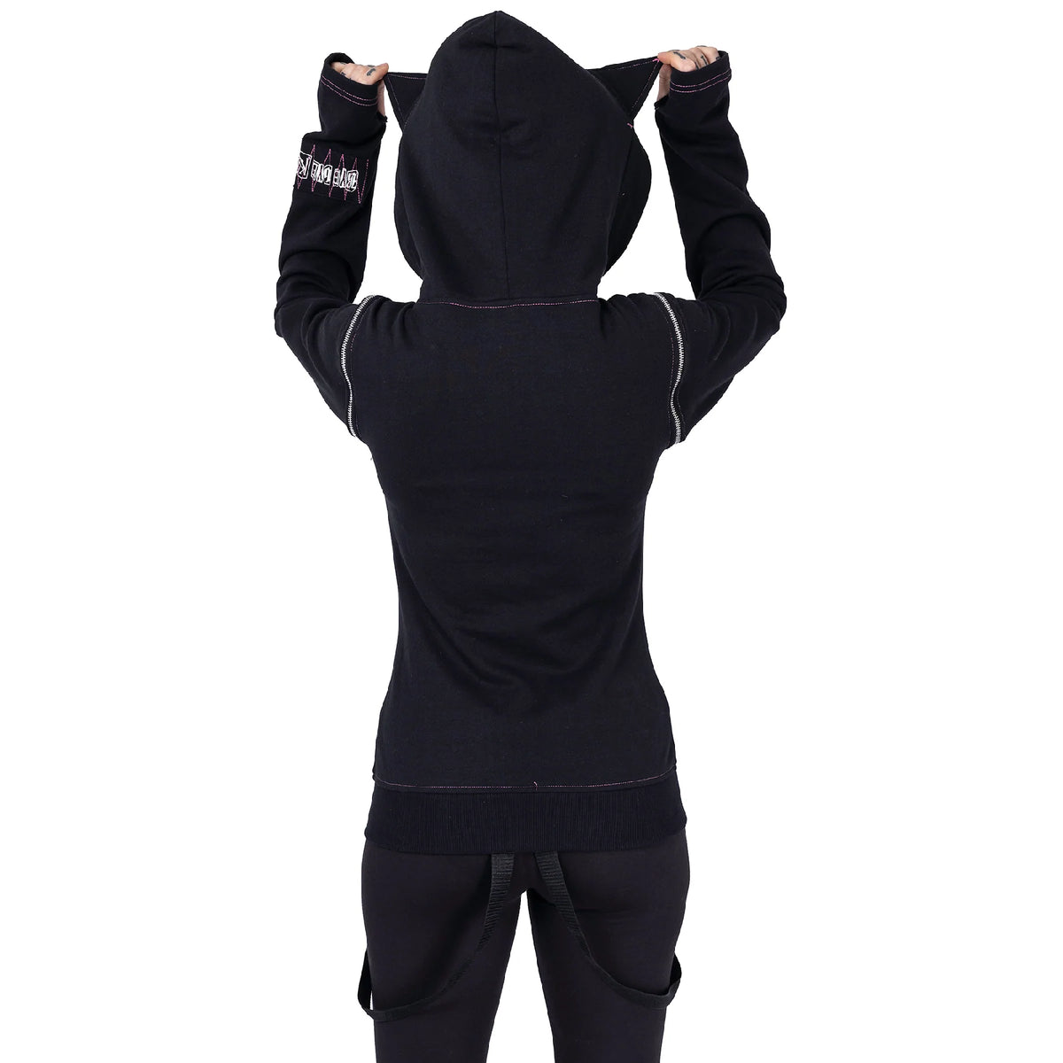 POIZEN BYE BYE  KITTY HOODIE BLACK PINK