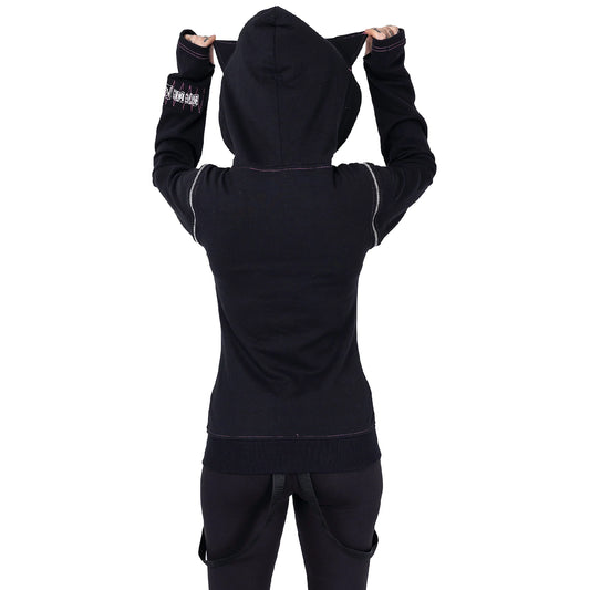 POIZEN BYE BYE  KITTY HOODIE BLACK PINK