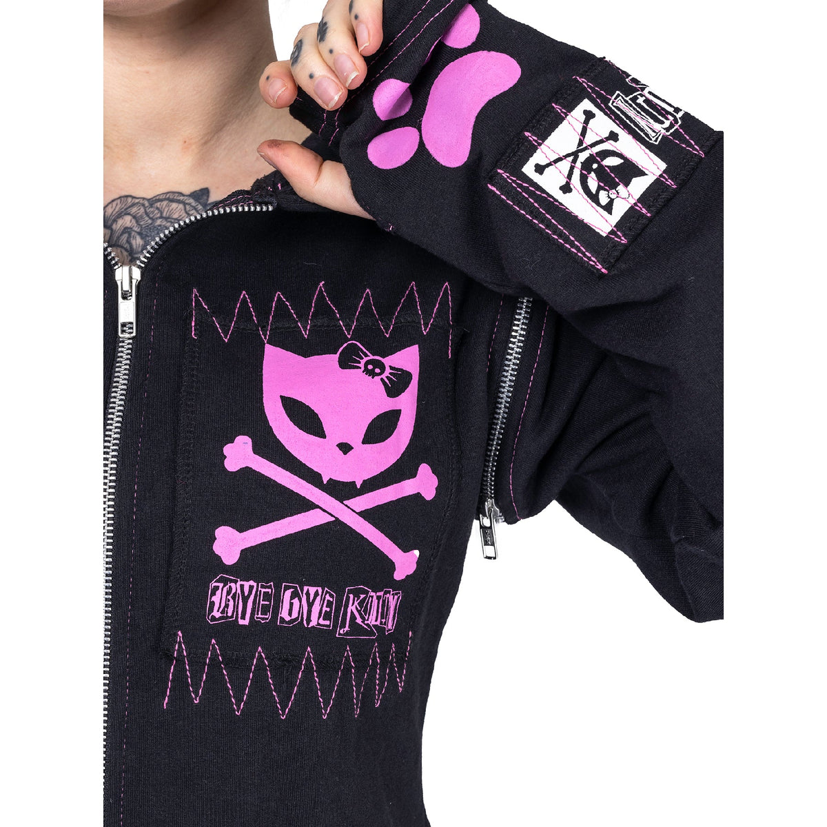 POIZEN BYE BYE  KITTY HOODIE BLACK PINK