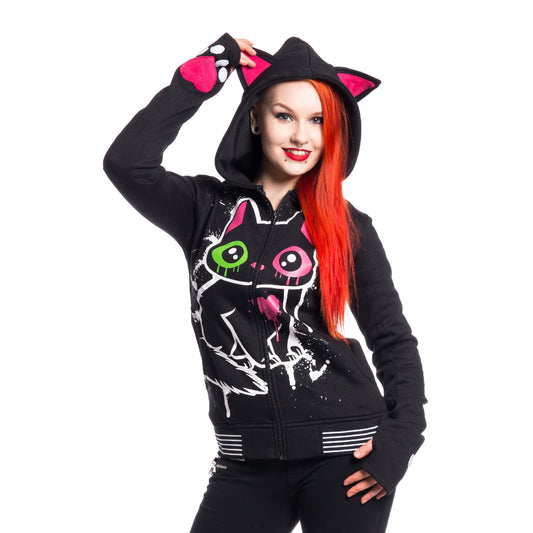 POIZEN CUPCAKE CULT KITTY MASE HOOD  BLACK