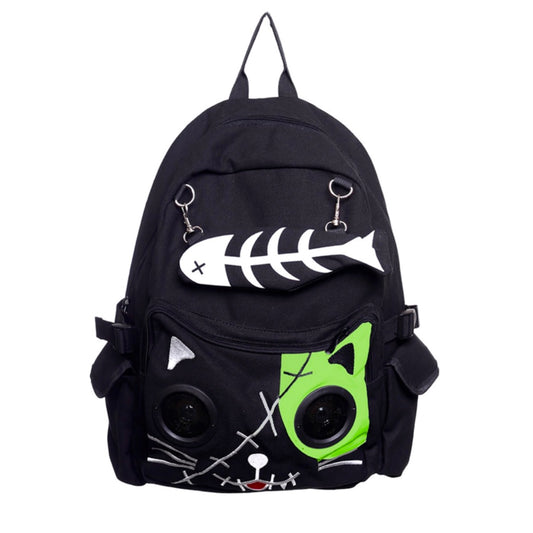 BANNED ALTERNATIVE  ZOMBIE KITTY SPEAKER BACKPACK BLACK/GREEN BBN728