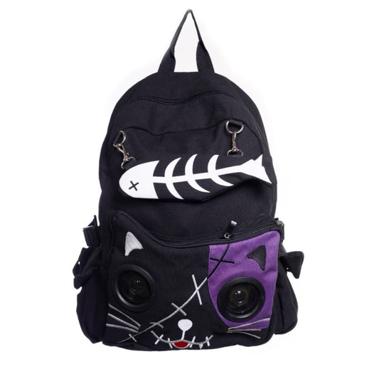 BANNED KITTY SPEAKER BACKPACK BLACK/PURPLE BBN728