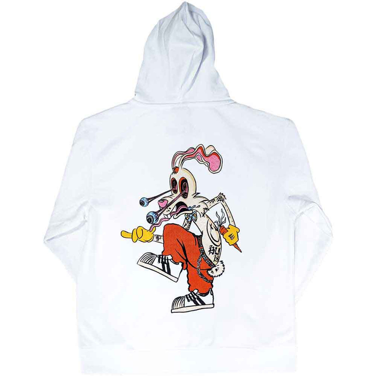 Blink-182 Unisex Zipped Hoodie: Roger Rabbit (White) (Back Print)