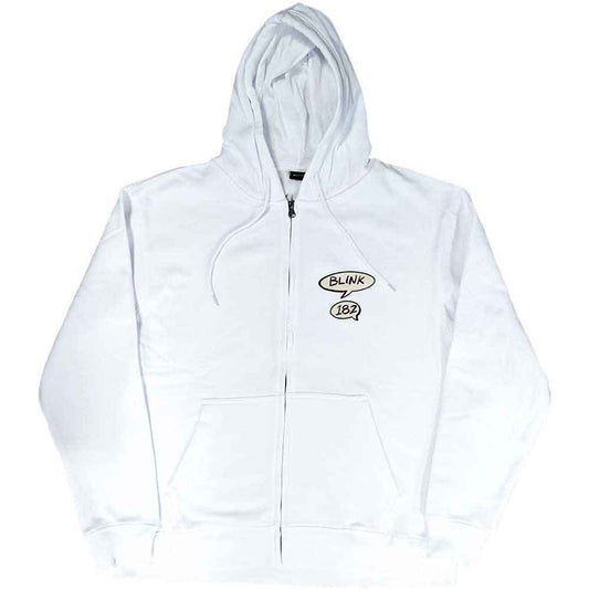 Blink-182 Unisex Zipped Hoodie: Roger Rabbit (White) (Back Print)