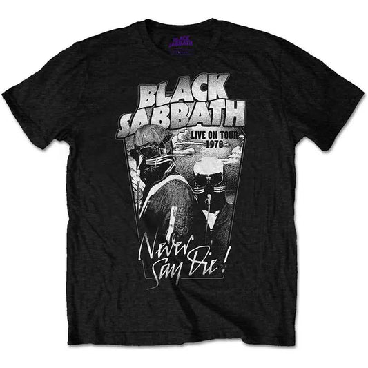 Black Sabbath Unisex T-Shirt: Never Say Die Grey Tone (Black)