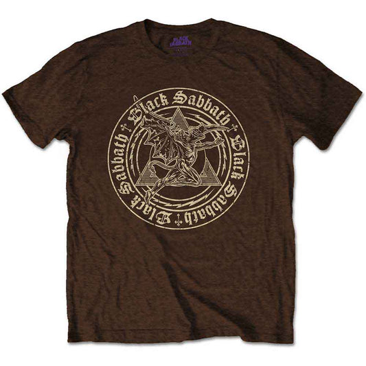 Black Sabbath Unisex T-Shirt: Henry Pyramid Emblem (Chocolate Brown)