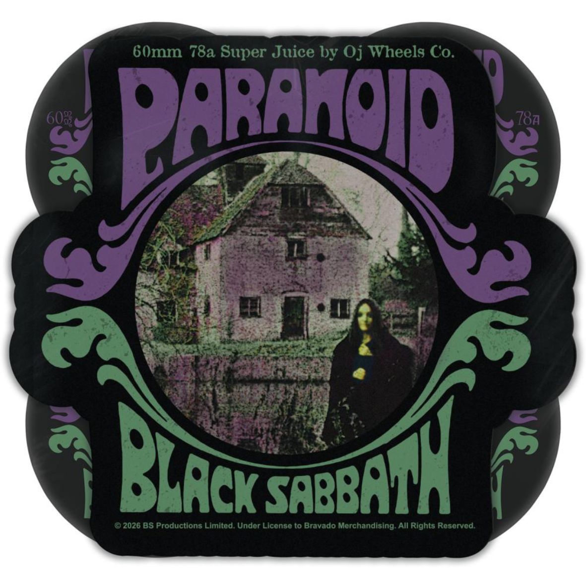 OJ Skateboard Wheels Black Sabbath Super Juice Paranoid Soft 78a Black 60mm