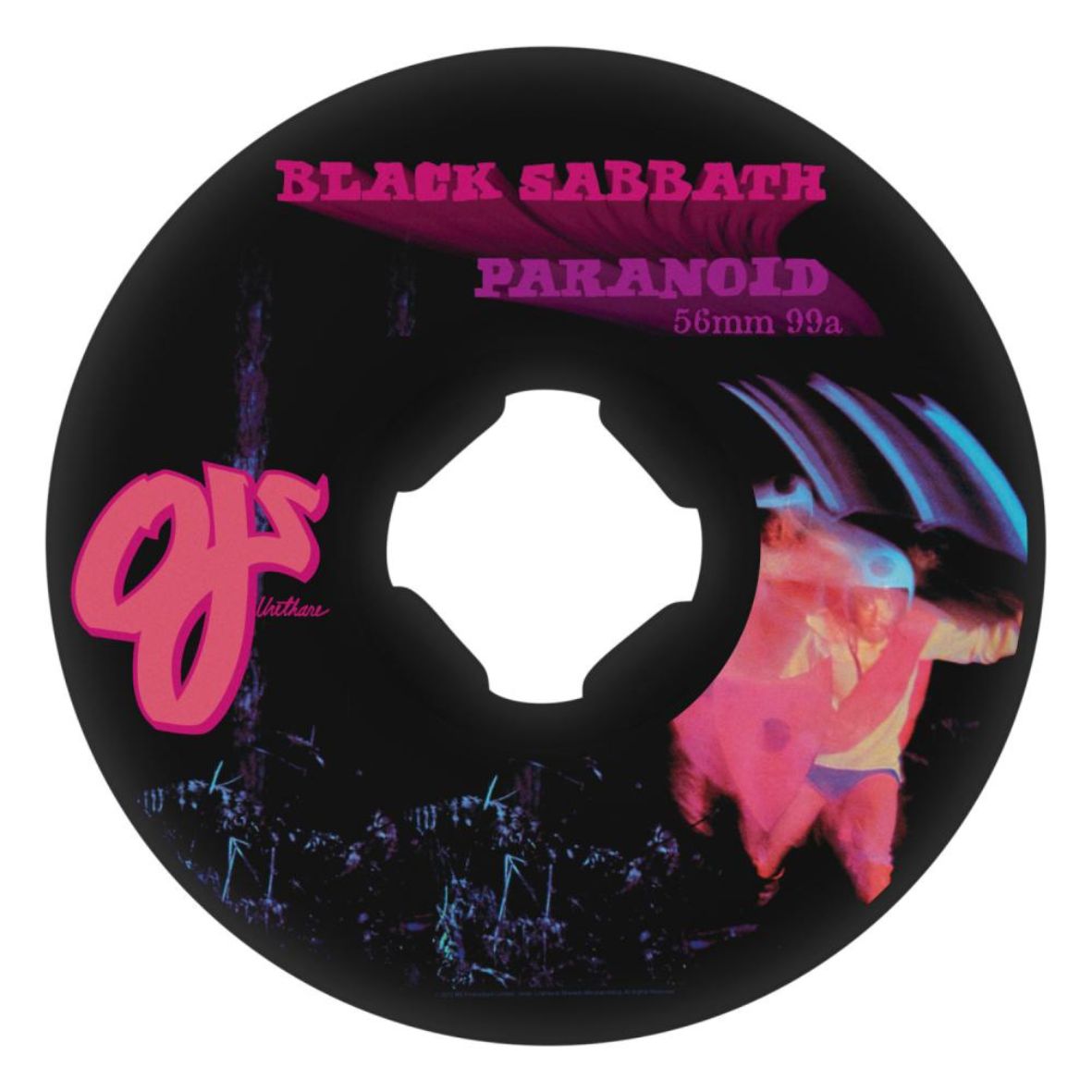 OJ Skateboard Wheels Black Sabbath Super Juice Paranoid Soft 99a Black 56mm