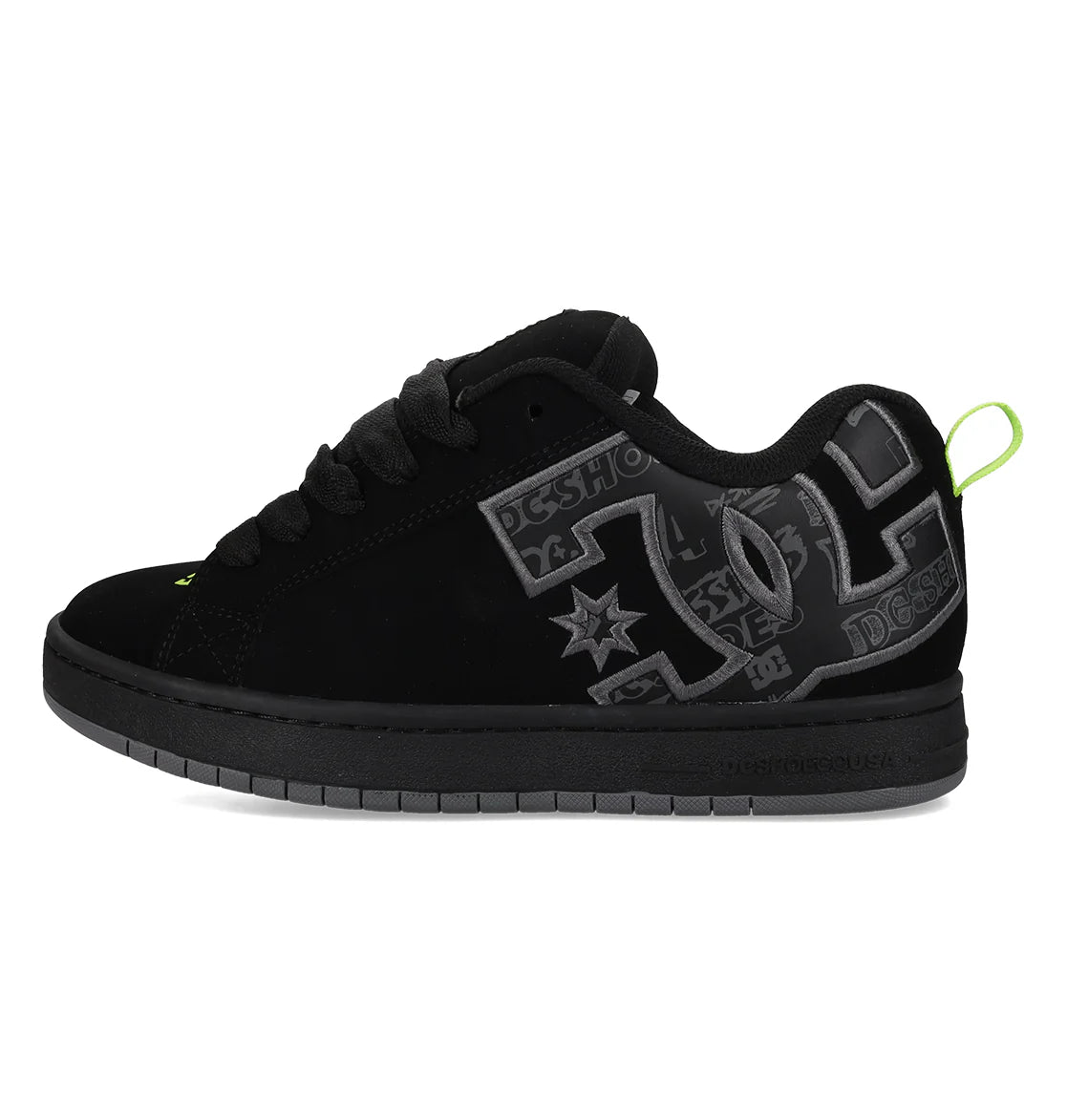 DC SHOES COURT GRAFFIK BLACK LIME TRAINERS