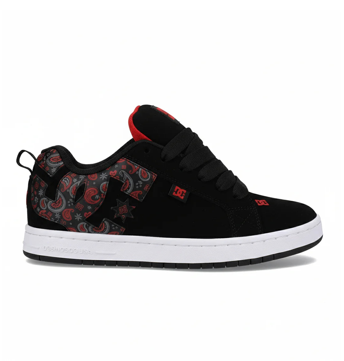 DC SHOES COURT GRAFFIK BLACK GREY RED PRINT TRAINERS
