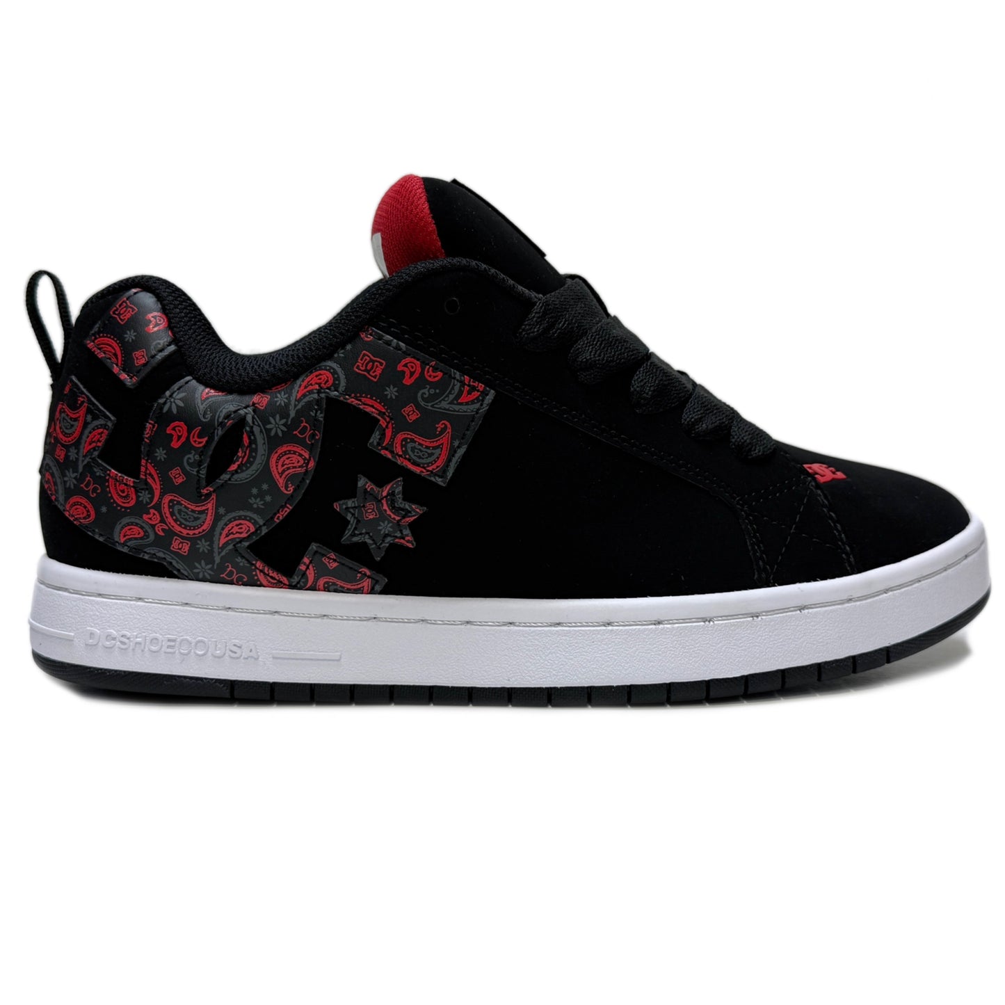 DC SHOES COURT GRAFFIK BLACK GREY RED PRINT TRAINERS