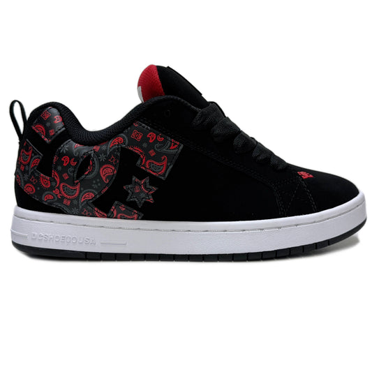 DC SHOES COURT GRAFFIK BLACK GREY RED PRINT TRAINERS