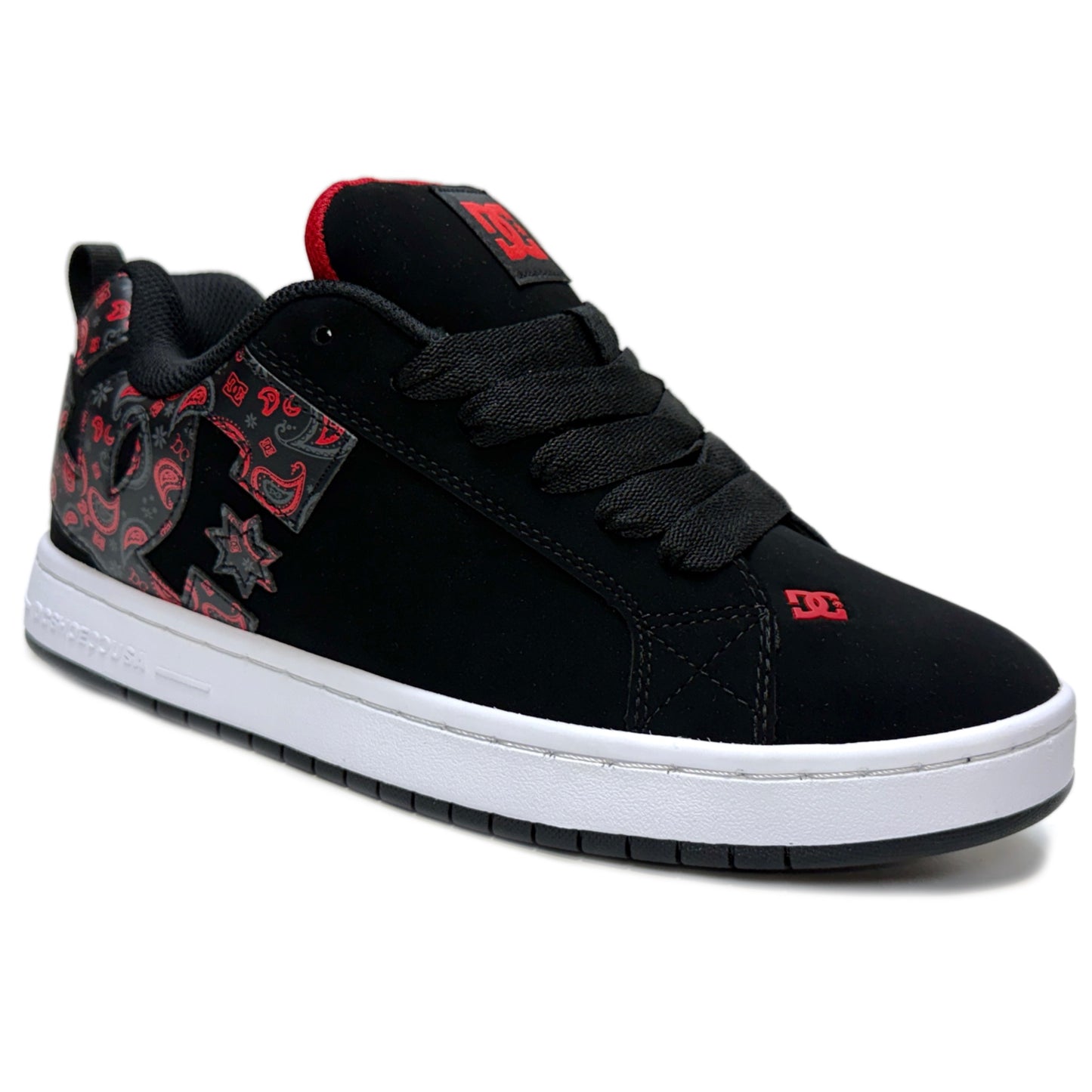 DC SHOES COURT GRAFFIK BLACK GREY RED PRINT TRAINERS