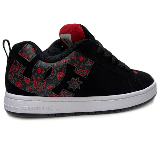 DC SHOES COURT GRAFFIK BLACK GREY RED PRINT TRAINERS