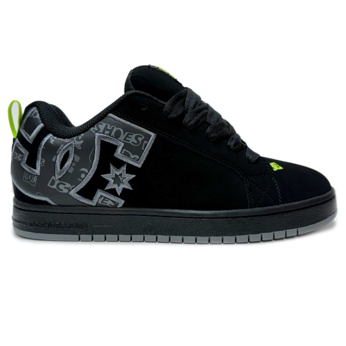DC SHOES COURT GRAFFIK BLACK LIME TRAINERS