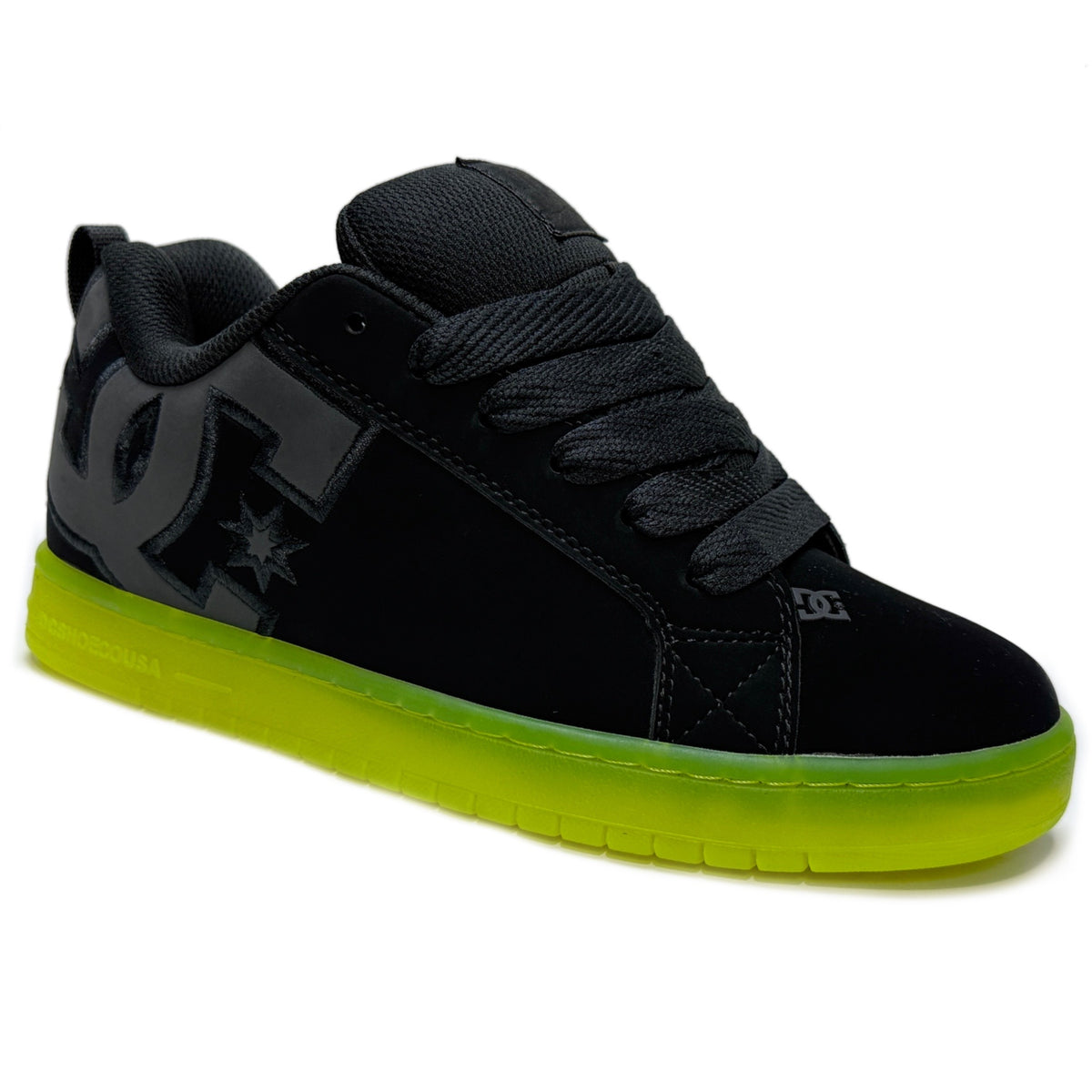 DC SHOES COURT GRAFFIK BLACK LIME TRAINERS
